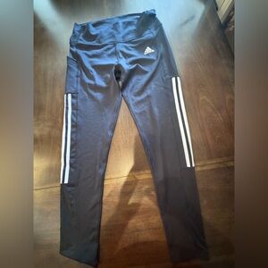 Adidas Women's Black Leggings with White Stripes